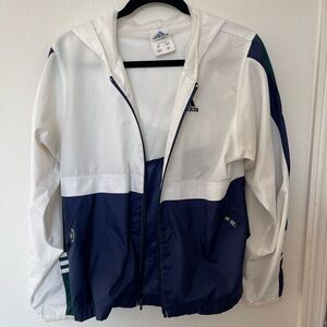 Vintage adidas windbreaker jacket blue, green and white